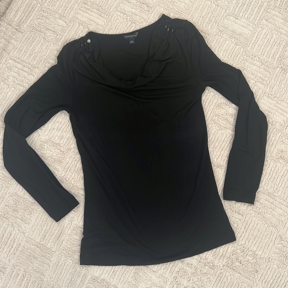 Banana Republic black long sleeve top cowl neck with button detail Size Small